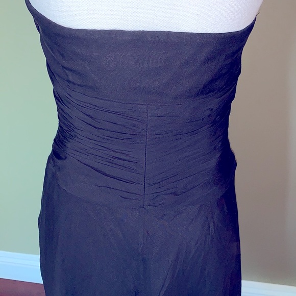WHITE HOUSE BLACK MARKET Black Silk Dress Strapless Ruched Fairycore Events Sz 4